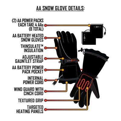 Image showing  Men's Polyester AA Battery Heated Snow Winter Gloves, 1 Pair