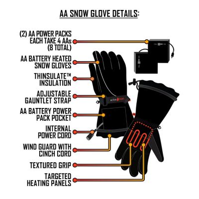 Image showing  Men's Polyester AA Battery Heated Snow Winter Gloves, 1 Pair