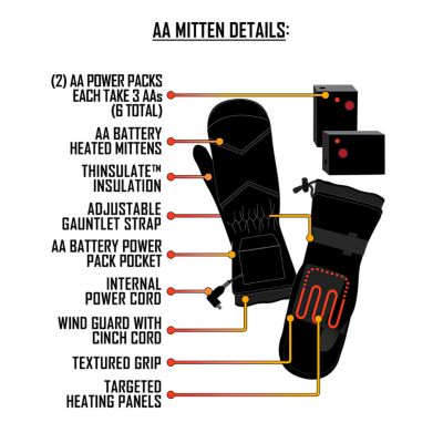 Image showing  Unisex Adult Polyester AA Battery Heated Mittens, 1-Pair