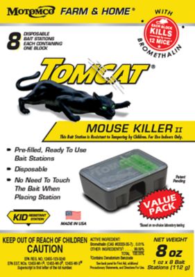 Tomcat Mouse Killer Child Resistant, Disposable Station, 4 Pre-Filled  Ready-To-Use Bait Stations