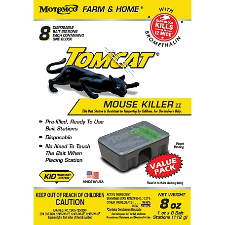 Tomcat Mouse Killer Kid-Resistant Disposable Mouse Bait Stations, 8 pk.