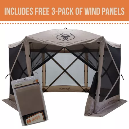 Gazelle G6 Portable 6-Sided Gazebo Pop-Up Mosquito Net Tent Includes 3 Free Wind Panels Canopies