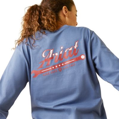 Image showing  Women's Rebar Cotton Strong Work Hard V-Neck Long-Sleeve T-Shirt