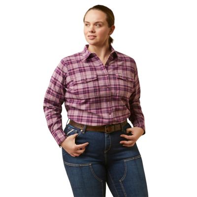 Ariat Women's DuraStretch Rebar Flannel Collared Long-Sleeve Work Shirt