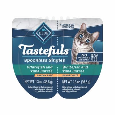 Blue Buffalo Tastefuls Spoonless Singles White Fish & Tuna Pate Wet Cat Food, 2.6 oz.