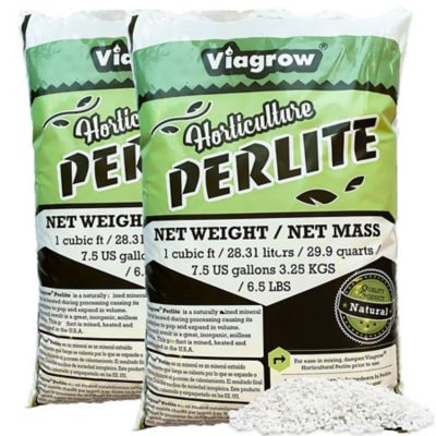 Viagrow Premium Horticulture Perlite, Additive Conditioner Mix, Improves Drainage, 1 cu. ft. Bag, 2 Pack