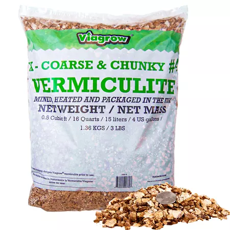 Viagrow 3 lb 0.53 cu Coarse Thick Vermiculite Made in America 16 Quart/4 Gal 1 Pack Soil Amendments