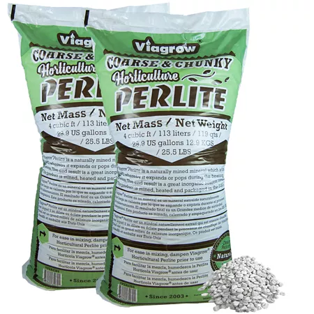 Viagrow 26 lbs 4 cu Coarse & Chunky Perlite 119 Quart 2 Pack White Soil Amendments