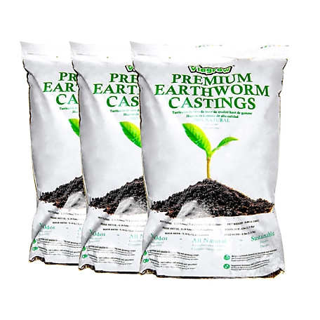 Viagrow Premium Earthworm Castings, Soil Builder, Soil Amendment, 6 lb., 3-Pack