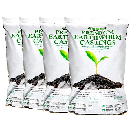 Viagrow Premium Earthworm Castings, Soil Builder, Soil Amendment, 6 lb., 4-Pack