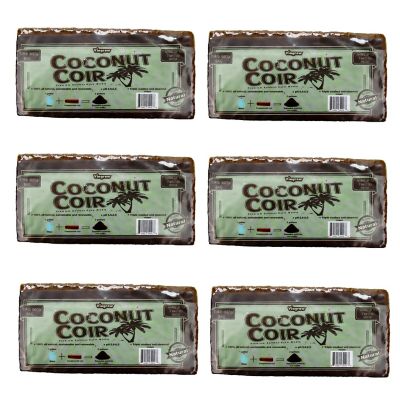 Viagrow Coco Coir, 650g Brick, Makes 2 Gallons / 7.5 Liters / 8 Quarts, 6 Pack