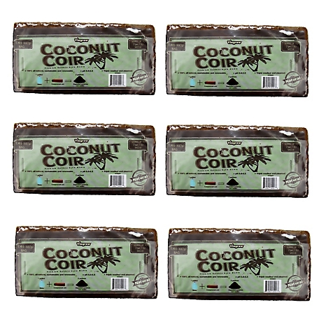 Viagrow Coco Coir, 650g Brick, Makes 2 Gallons / 7.5 Liters / 8 Quarts, 6 Pack