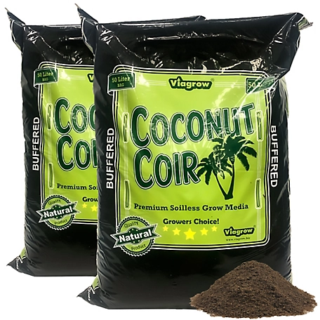 Viagrow Loose Buffered Coco Coir, 50 Liter Bag, 2 Pack