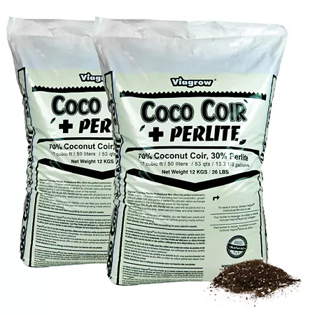 Viagrow 26 lb Coconut Fiber and Perlite 50 L Bag Pack of 2 Soil Amendments