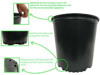 Image showing  2 gal. Plastic Nursery Pots, Pallet of 6,440