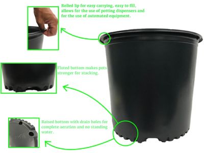 Image showing  3 gal. Plastic Nursery Pots, 12-Pack