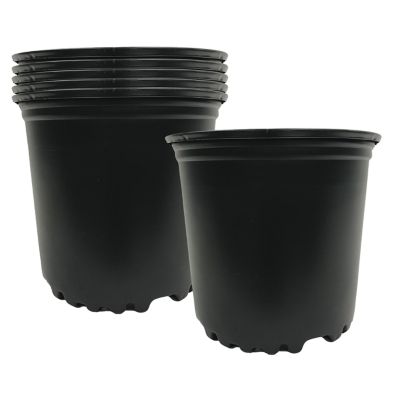 Viagrow 5 gal. Plastic Round Nursery Pots, Black, 6-Pack