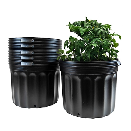 Viagrow Nursery Pots, BPA Free, Round Plastic Plant Pots, 6 pk., 7 Gallon (6.01 US Gallons), Black