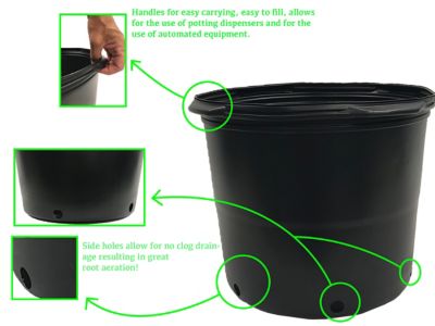 Image showing  7 gal. Plastic Nursery Pots, 12-Pack