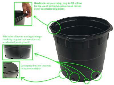 Image showing  10 gal. Plastic Round Nursery Pots, 20-Pack