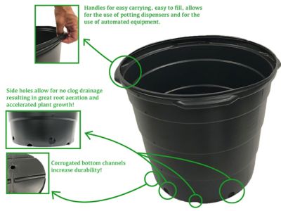 Image showing  15 gal. Plastic Round Nursery Trade Pots, 5-Pack