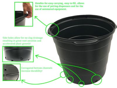 Image showing  20 gal. Plastic Nursery Planter Pots, 5-Pack