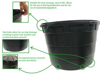 Image showing  50 gal. Plastic Round Nursery Pots, 5-Pack
