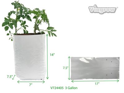 Image showing  3 gal. 4 Mil Thick Plastic Grow Bags, White/Black, 50-Pack