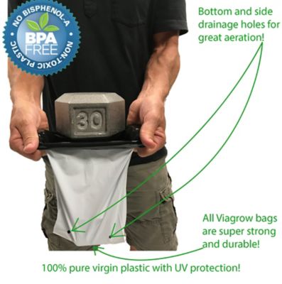 Image showing  5 gal. 4 Mil Thick Plastic Grow Bags for Potting, Seedlings and Rootings, 25-Pack