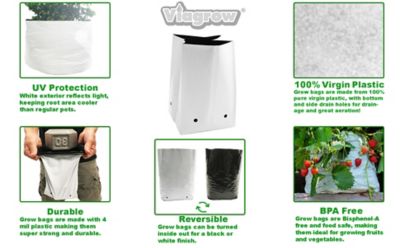 Image showing  5 gal. 4 Mil Thick Plastic Grow Bags for Potting, Seedlings and Rootings, 25-Pack