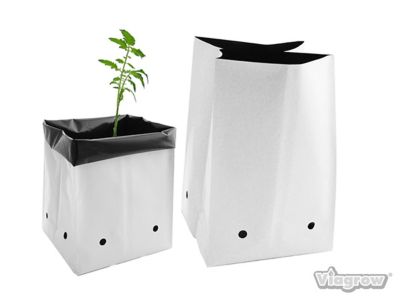 Viagrow 20 gal. Thick Plastic Grow Bags, Black Interior and White Exterior, 100-Pack