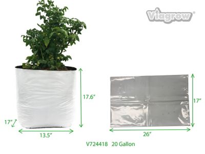 Image showing  20 gal. Thick Plastic Grow Bags, Black Interior and White Exterior, 100-Pack