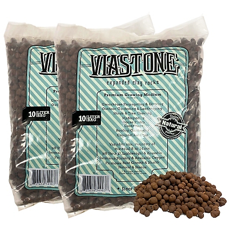 Viagrow Expanded Clay Pebbles, Viastone Grow Rocks, 10 Liter, 2 Pack