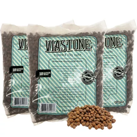 Viagrow 19 lbs Viastone Expanded Clay Pebbles 10 L Premium Growing Rocks Pack of 3 Soil Amendments