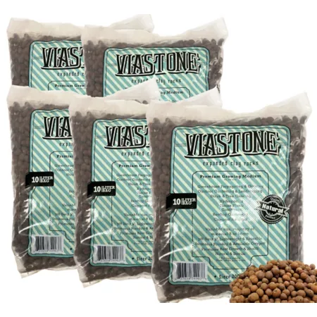 Viagrow 32 lbs Viastone Expanded Clay Pebbles 10 L Pack of 5 Premium Growing Rocks Soil Amendments