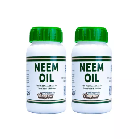 Viagrow 100% Cold Pressed Neem Seed Oil for Plants (16 oz/for 24 gallons) OMRI Listed (8 oz Bottles 2 Pack) Soil Amendments