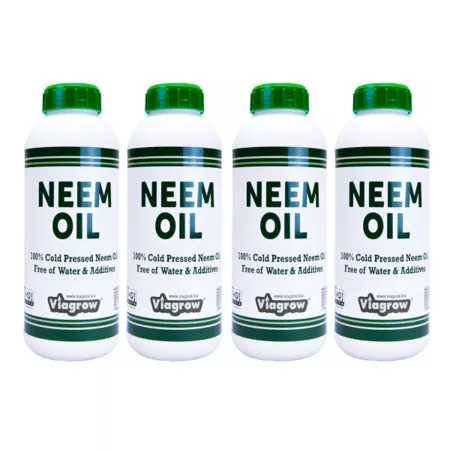 Viagrow Cold Pressed Neem Oil Seed Extract (128 oz / Makes 192 Gallons) OMRI Listed (32 oz Bottles Pack of 4) Soil Amendments