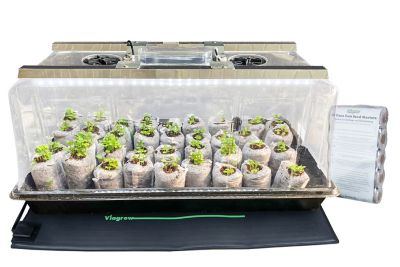Viagrow Deluxe Seedling Station Kit with LED Light, Propagation Dome and Tray, 50 Coir Seedling Starters & Heat mat