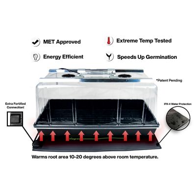 Image showing  Deluxe Seedling Station Kit with LED Light, Propagation Dome and Tray, 50 Coir Seedling Starters & Heat mat