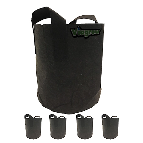 Viagrow Breathable Fabric Root Aeration Pot with Handles (5 Pack), 5 gal., Black
