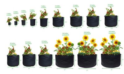 Image showing 5 th Viagrow 7 gal. Fabric Aeration Grow Bags with Handles, 5-Pack