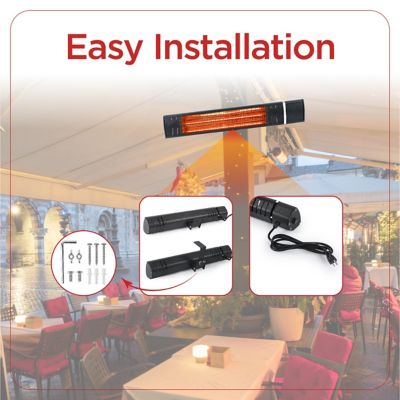 Image showing 5 th Black & Decker 25.19 in. 1,500W Wall-Mounted Patio Heater for Outdoors, 269 sq. ft., 5,119 BTU