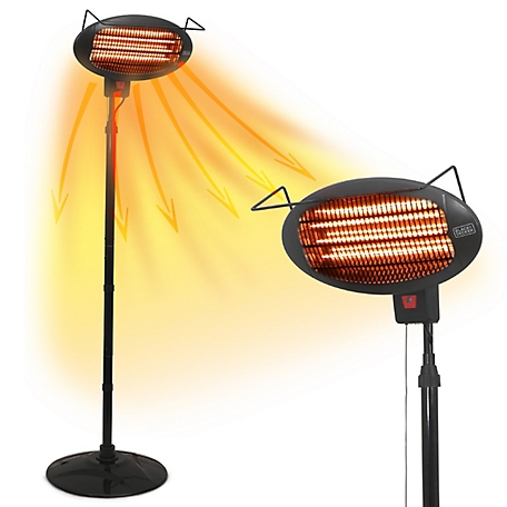 Black & Decker Patio Floor Electric Heater, Patio Heater Stand for Outdoors with 3 Heat Settings, BHOF04