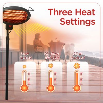 Image showing  82.67 in. 1,500W Electric Outdoor Patio Floor Heater, 269 sq. ft., 5,119 BTU, 3 Heat Settings