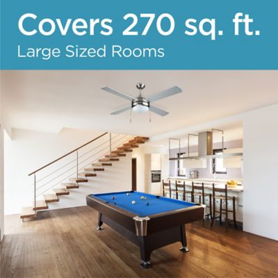 Image showing  52 in. 3-Speed Indoor Ceiling Fan with Light Kit and Pull Chain, 3,290 CFM