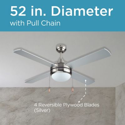 Image showing 5 th Black & Decker 52 in. 3-Speed Indoor Ceiling Fan with Light Kit and Pull Chain, 3,290 CFM
