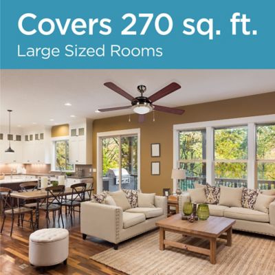 Image showing  52 in. 3-Speed Indoor Ceiling Fan with Reversible Blades and Pull Chain, 3,150 CFM, Brushed Nickel