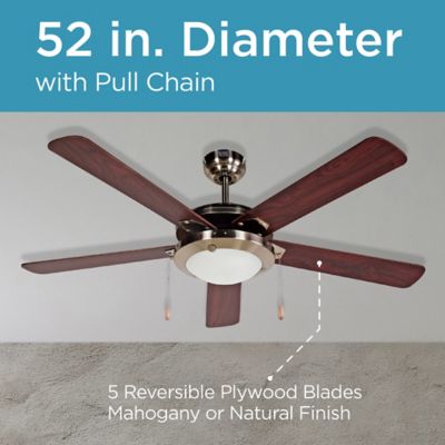 Image showing 5 th Black & Decker 52 in. 3-Speed Indoor Ceiling Fan with Reversible Blades and Pull Chain, 3,150 CFM, Brushed Nickel