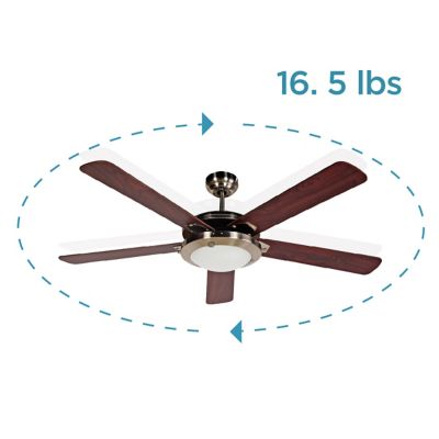 Image showing  52 in. 3-Speed Indoor Frosted Glass Ceiling Fan and Light, 3,150 CFM, Brushed Nickel/White