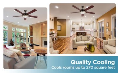 Image showing  52 in. 3-Speed Indoor Frosted Glass Ceiling Fan and Light, 3,150 CFM, Brushed Nickel/White